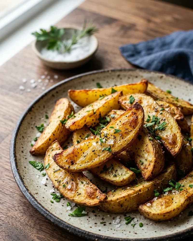 Papas rústicas doradas con hierbas