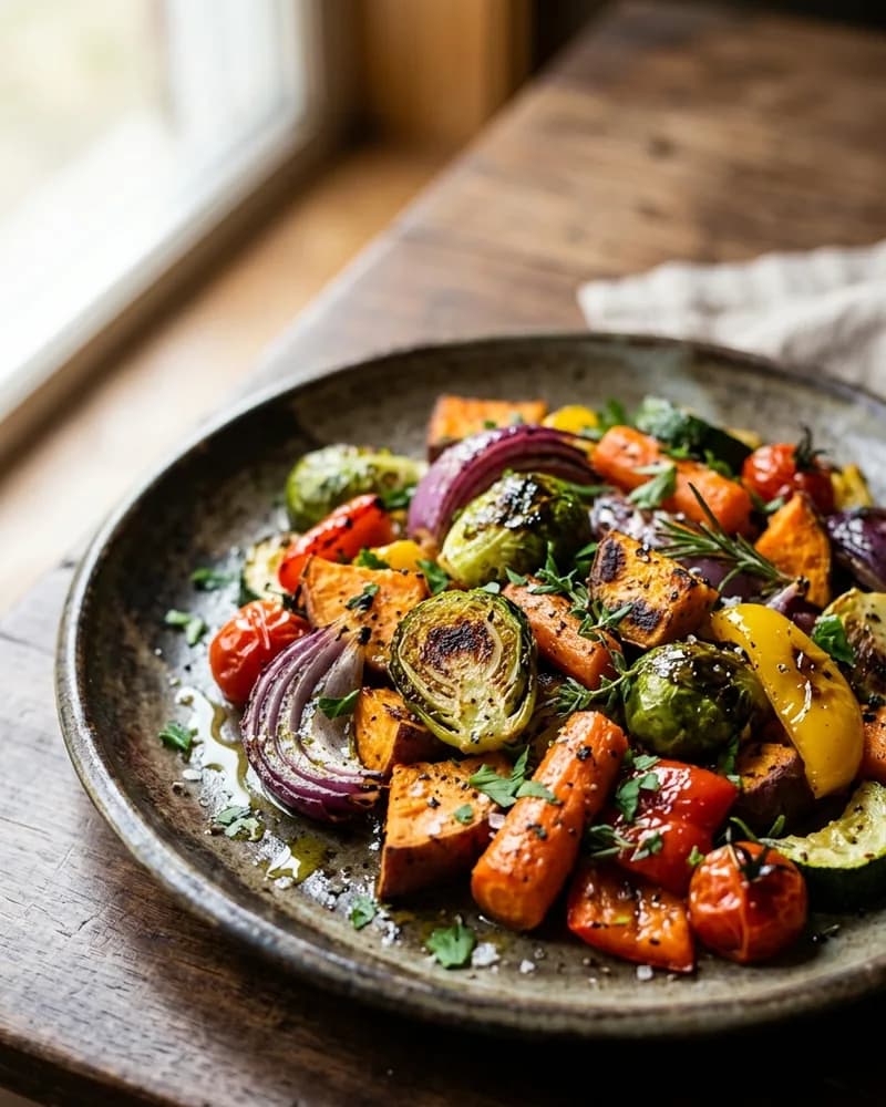Plato de verduras asadas coloridas