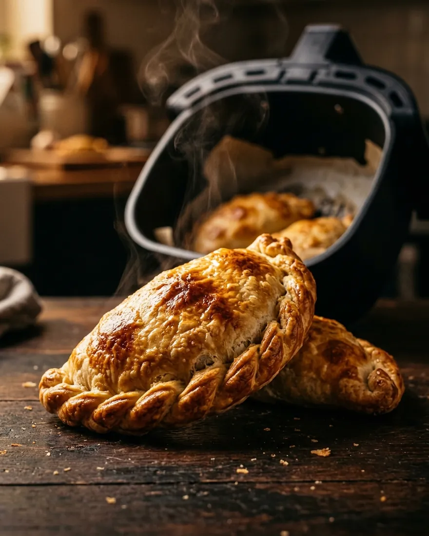 Empanadas de carne cortada a cuchillo con repulgue dorado