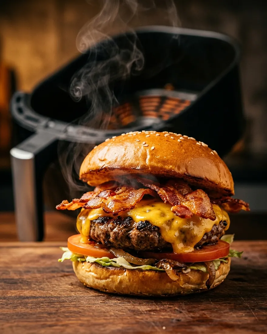 Hamburguesa con cheddar fundido y panceta crocante